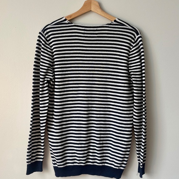 Pull&Bear Navy & White Striped Knit Sweater – Size M - Picture 2 of 7